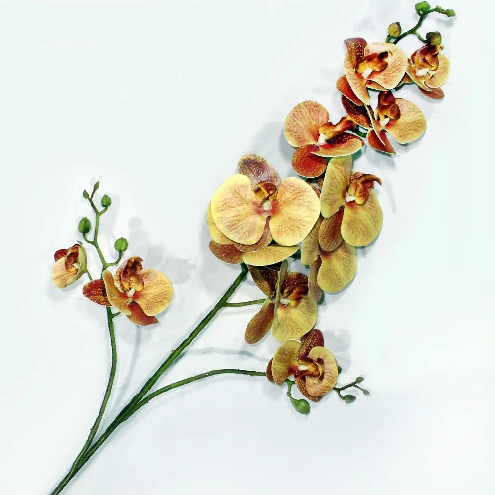 Orquídea Amarela Toque Real Artificial Galho Haste 120cm