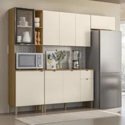 Cozinha Compacta Com Balcão 251cm Laura Plus Soft/Freijó Z06 - Mpozena