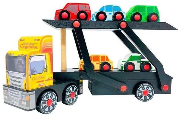 Caminhão Cegonha Brinquedo de Madeira Infantil Car