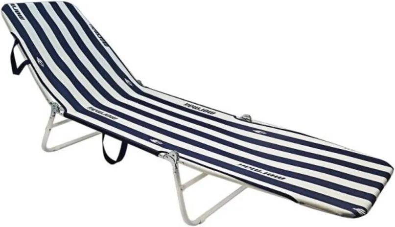 Cadeira Espreguiçadeira Dobrável  Mormaii - Listra Azul/Branco