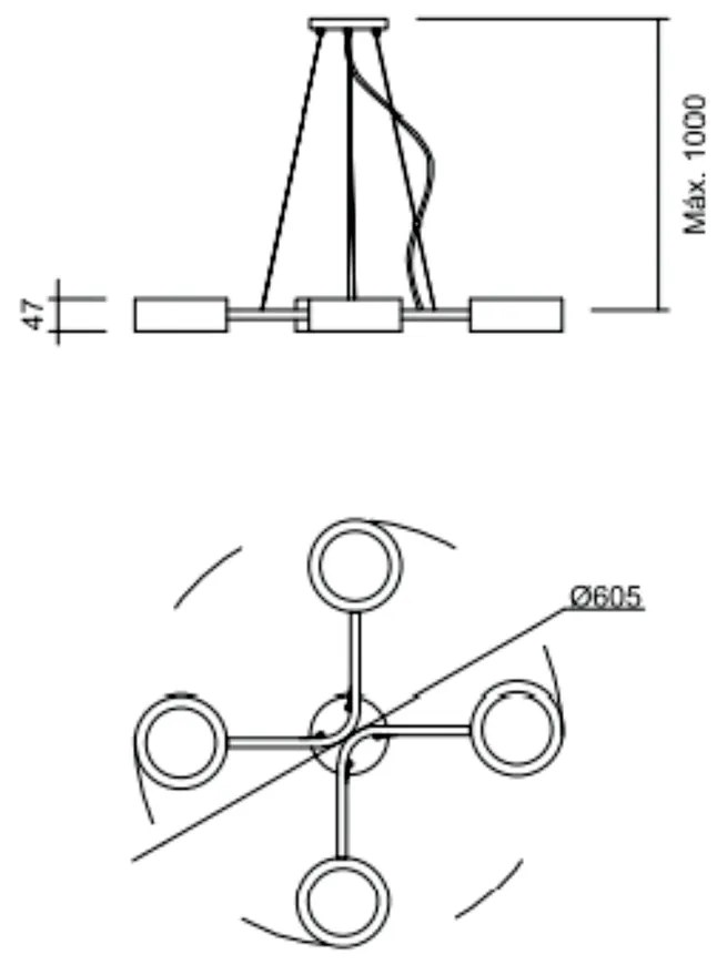 Pendente Spinner Ø60,5Cm 4L G9 | Usina 16581/4 (AV-M - Avelã Metálico)