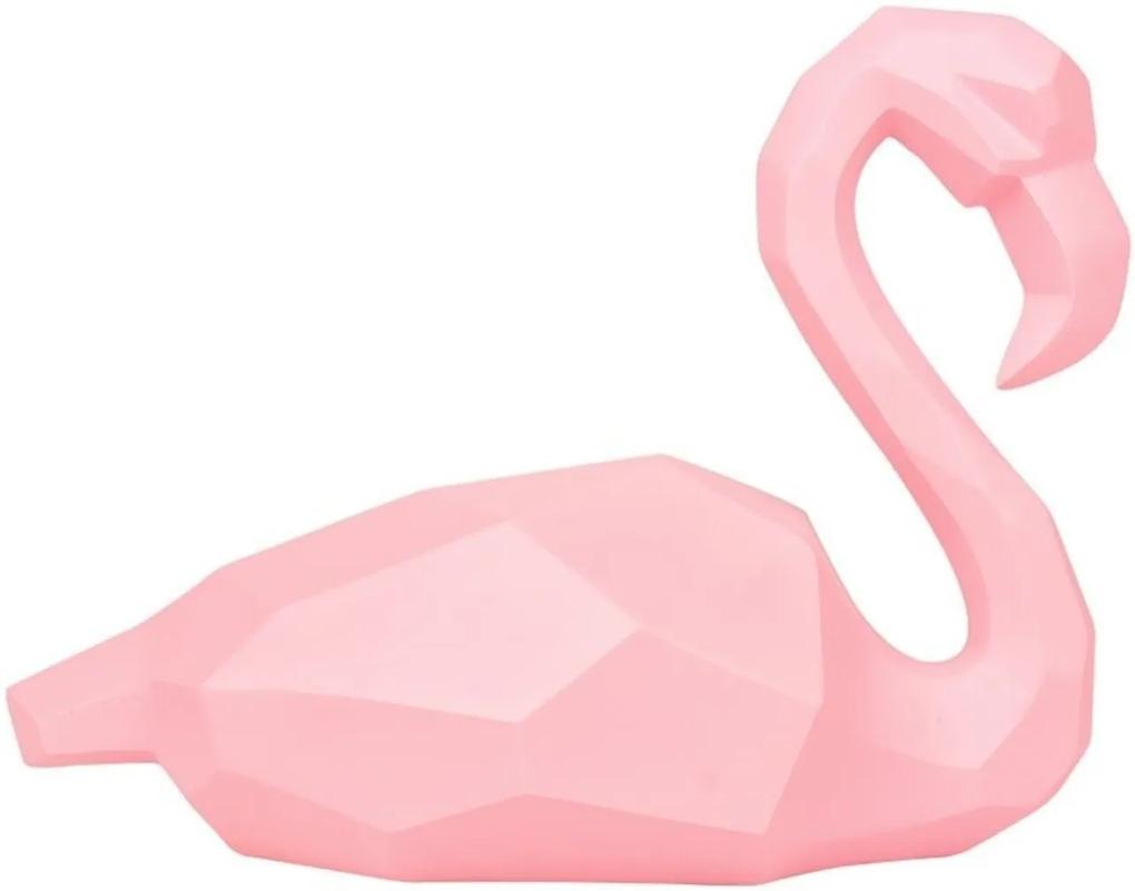 Enfeite Flamingo Sentado Geométrico Médio Em Resina
