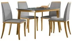 Conjunto Sala de Jantar Mesa Coyle com 6 Cadeiras Medalhão - Wood Prime  44669