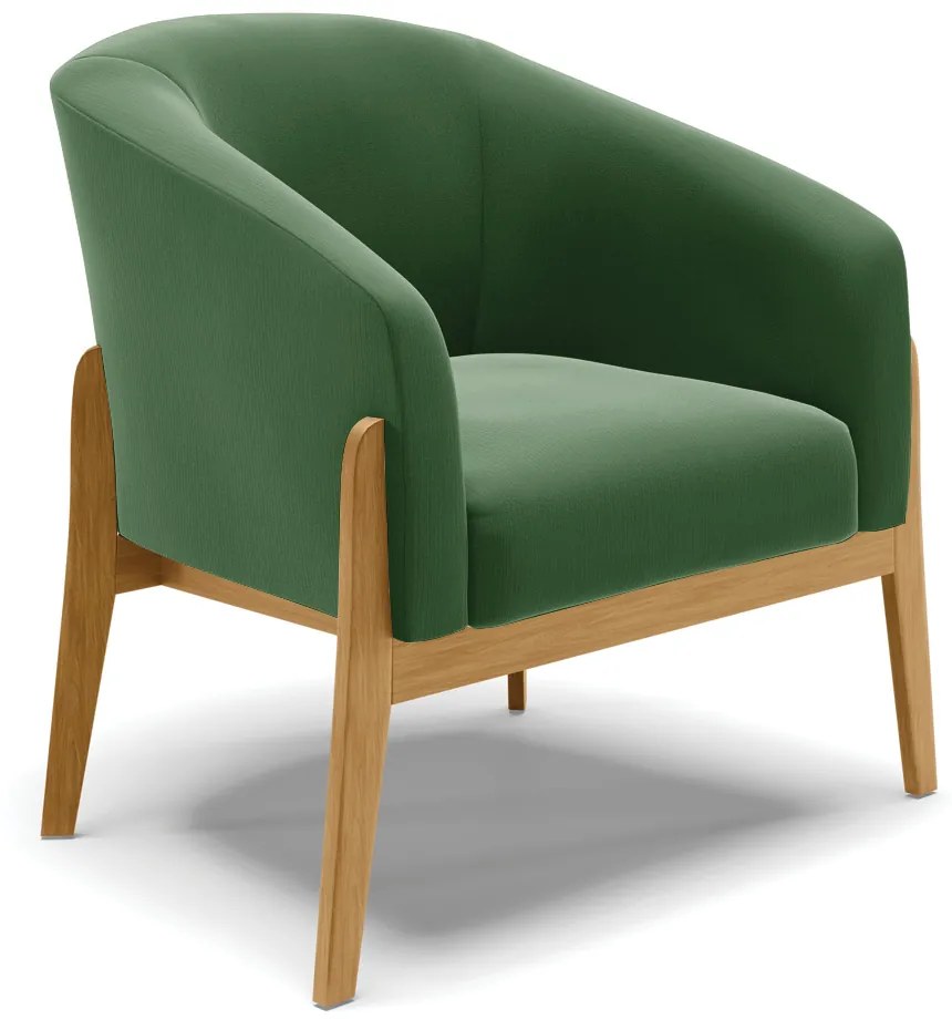 Cadeira Sala de Jantar Base de Madeira Stella Suede D03 - D'Rossi - Verde