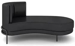 Chaise Longue Divã 164cm Braço Esquerdo Logus D06 Sintético Preto - Mp