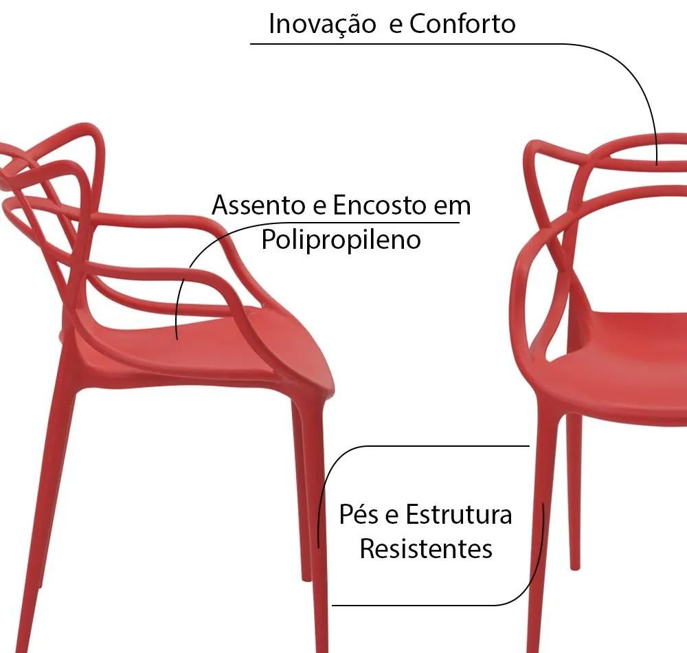 Kit 3 Cadeiras Decorativas Sala e Cozinha Feliti (PP) Vermelha G56 - Gran Belo