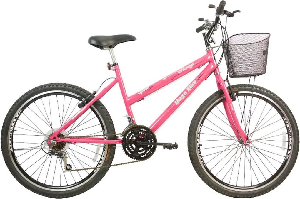 Bicicleta Aro 26 Freio V-Break Quadro Aço Rosy Sport 21v Pink Gold - Mega Bike