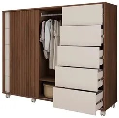 Cômoda Sapateira Com Rodízios Pegasus Havana/Off White - Caemmun