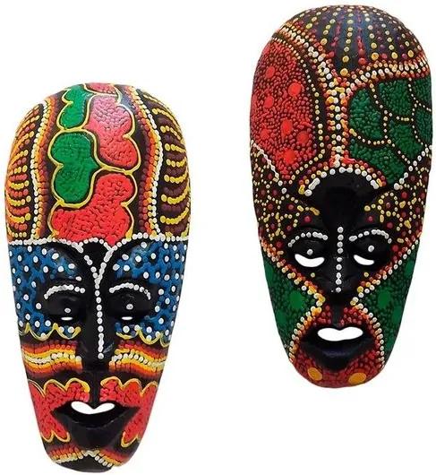 Máscaras Lombok em Madeira 18cm