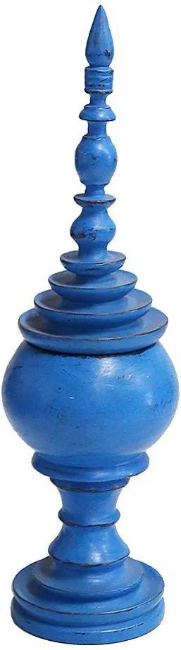 Pote Decorativo em Madeira Thai Azul G