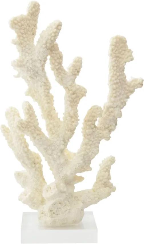 Escultura de Coral em Resina Branca e Base em Acrílico - 24x15x08cm