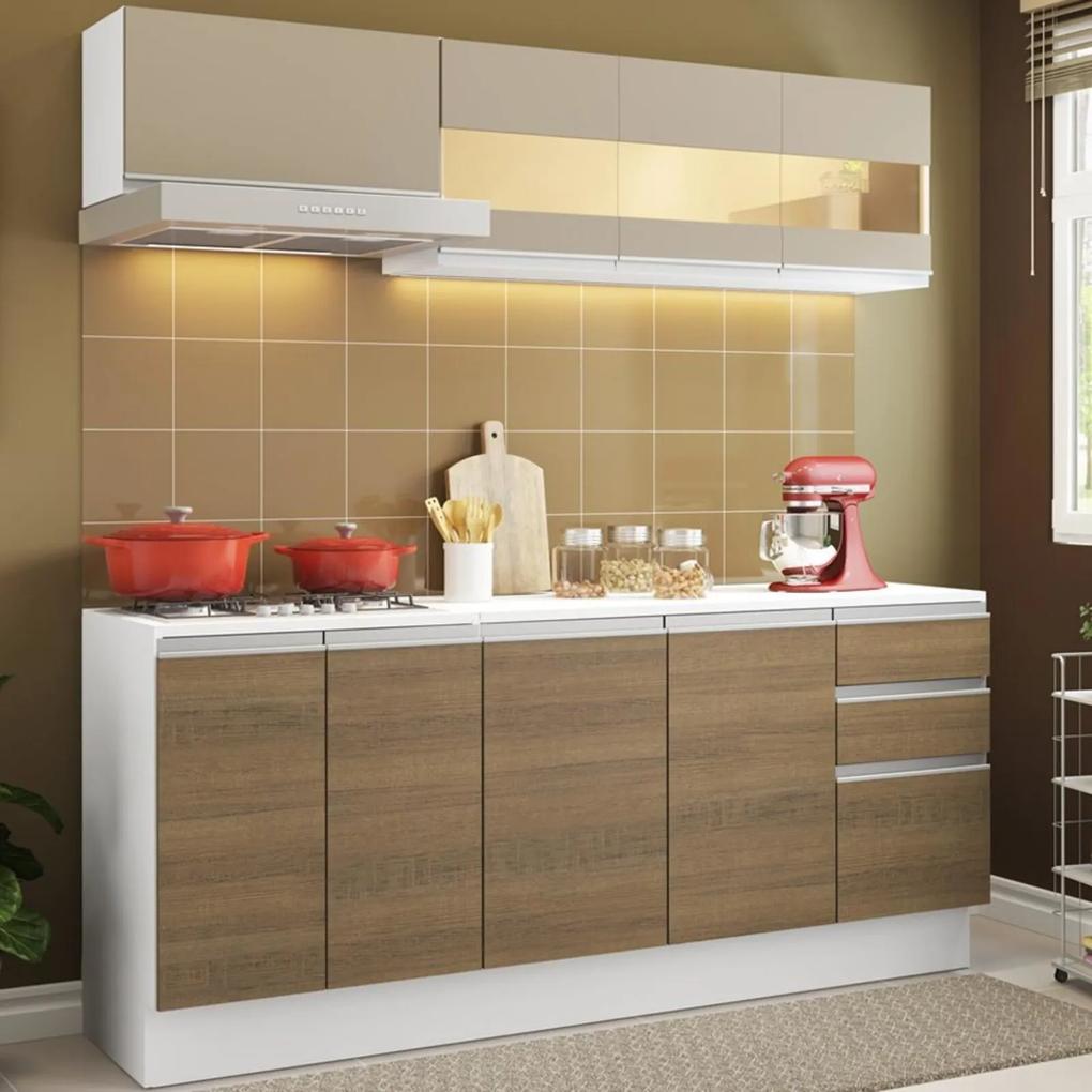 Cozinha Compacta 100% MDF Madesa Smart 180 cm Modulada Com BalcÁo e Tampo Branco