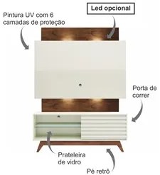 Rack Bancada com Painel para TV até 55 Pol. 140cm 1 Porta 100%MDF TB15