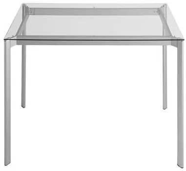 Mesa de Jantar Mila com Tampo de Vidro Quadrado Base Aço Cinza 140cm - 55740 Sun House