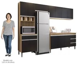 Cozinha Modulada 4 Peças Balcão com Tampo 160cm Andréia Amêndoa/Preto