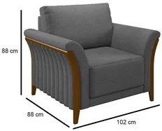 Kit 2 Poltronas Decorativas Sala de Estar 102cm Pés Madeira Roya M22 L