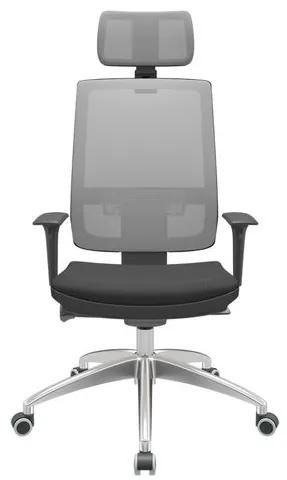 Cadeira Office Brizza Tela Cinza Com Encosto Assento Aero Preto Autocompensador 126cm - 63193 Sun House