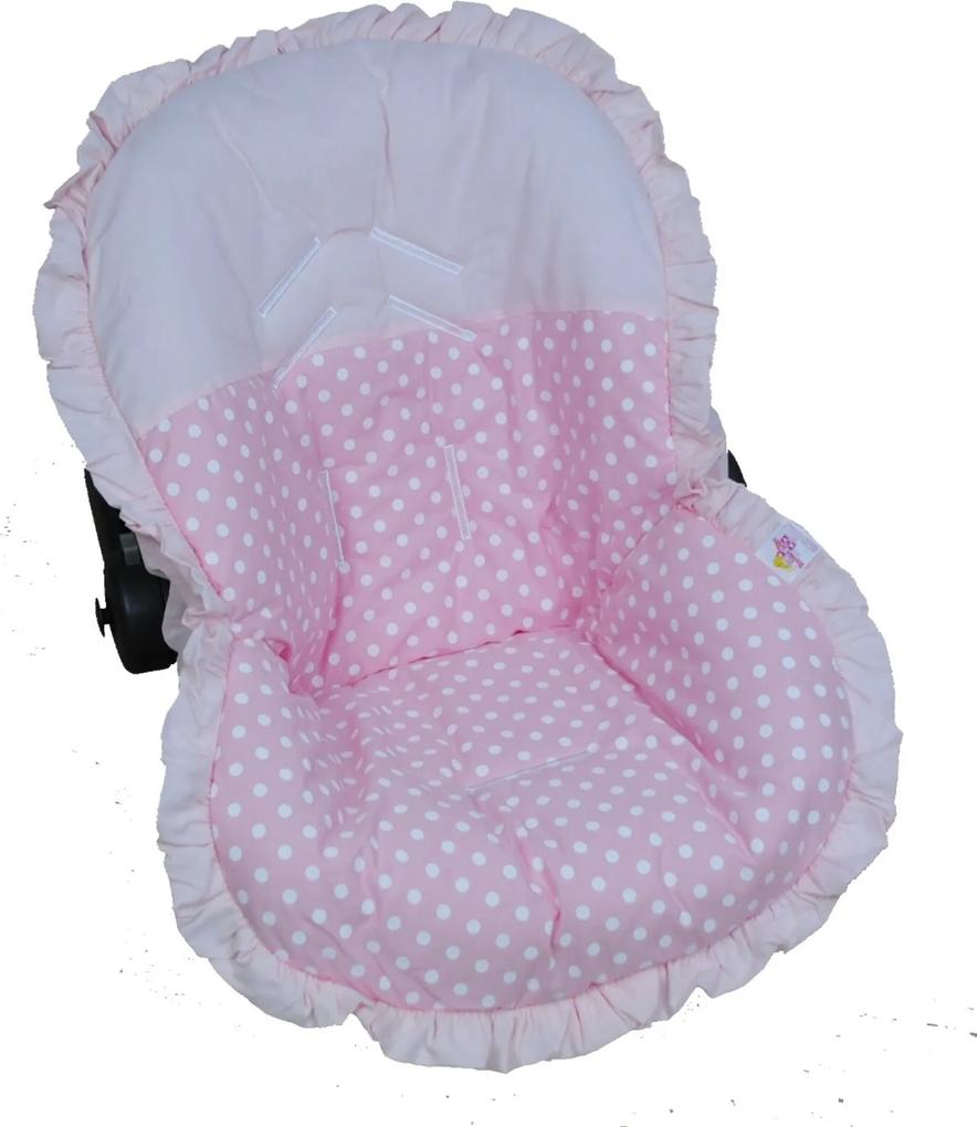 Capa de Bebê Conforto Poá Branco com Rosa - 1 peça I9 baby