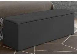 Cabeceira Cama Box Casal 140cm com Calçadeira Baú Paris Veludo Cinza -