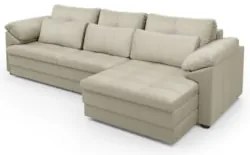 Sofá Retrátil 3 Lugares Para Sala 257cm Dijon Couro Creme S07 - Mpozen