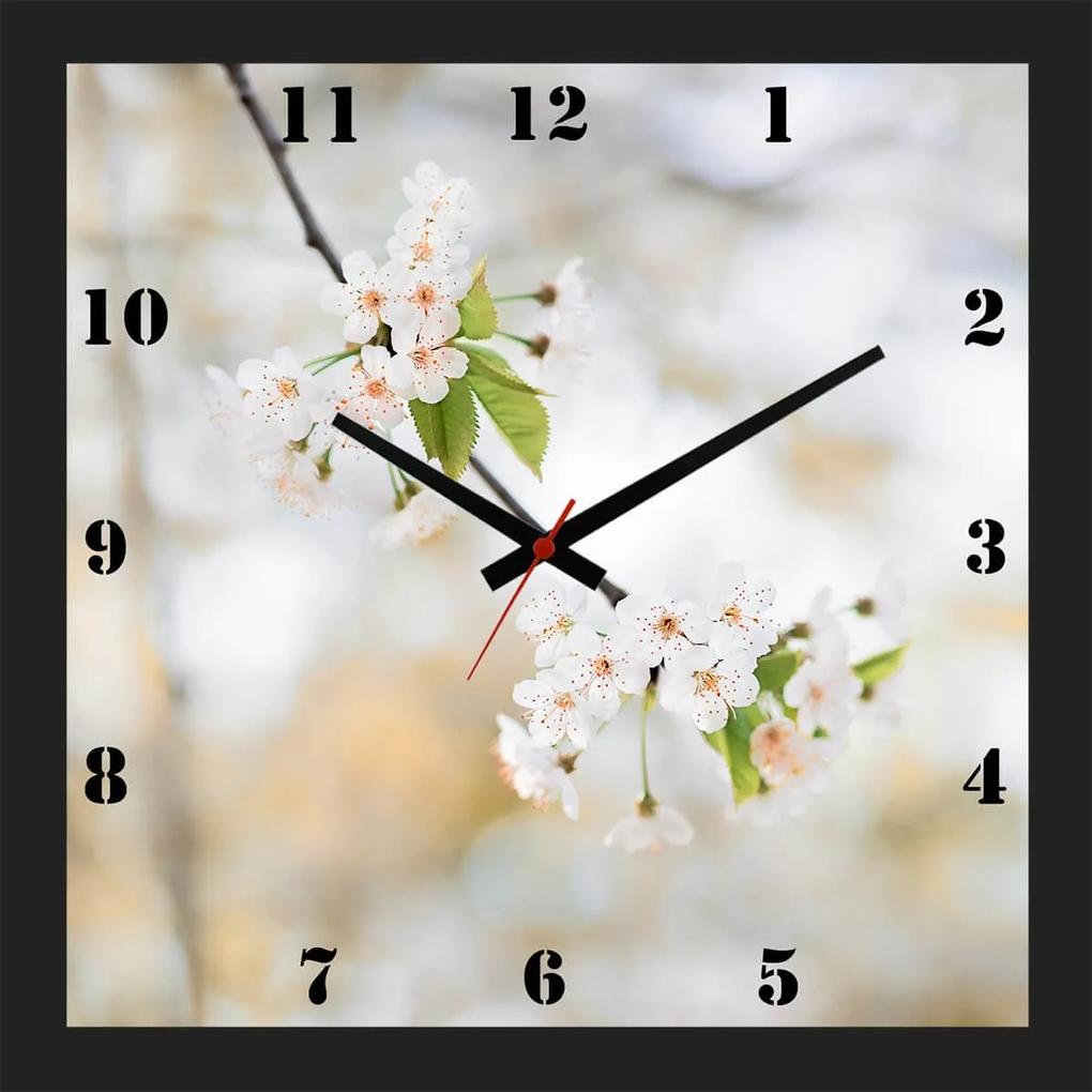 Relógio De Parede Personalizado Moldura Preta Floral 30x30cm