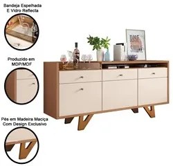 Conjunto Sala de Jantar Cristaleira Aruan e Buffet Ellora H01 Nature/O
