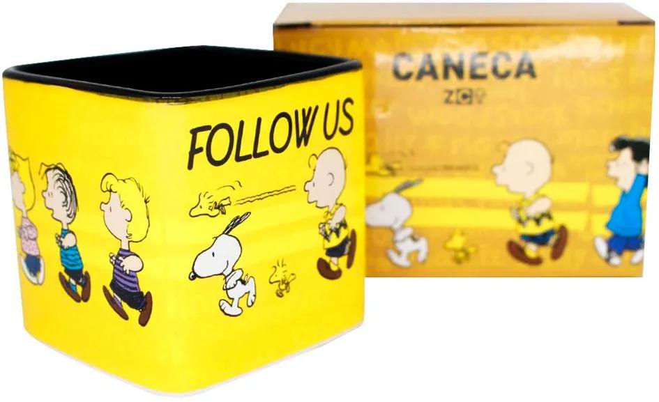 Caneca Quadrada Cubo Turma Snoopy Follow Us FBA