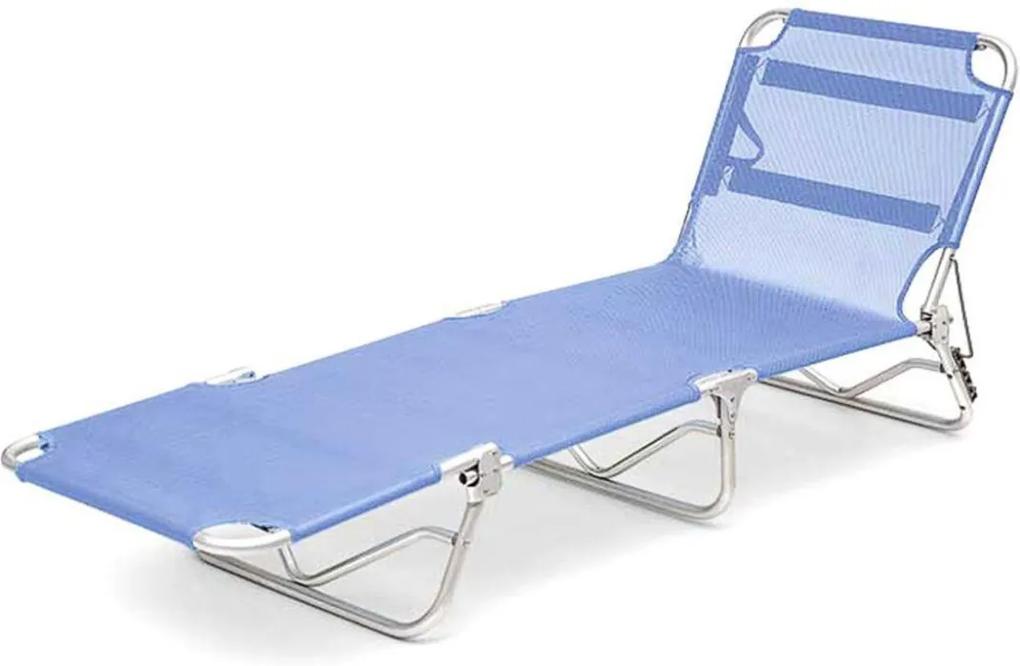Cadeira Espreguiçadeira Textilene Aluminio Azul Belfix