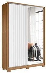 Guarda Roupa Solteiro com Espelho Portas Flex Rizatto A02 Nature/Branc