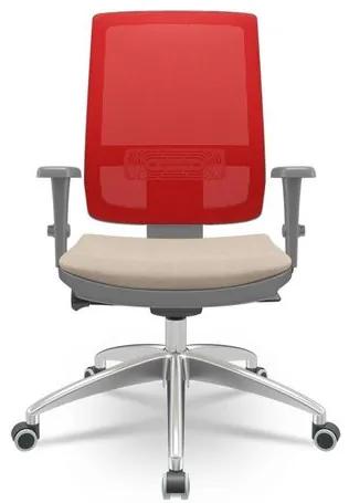Cadeira Brizza Diretor Grafite Tela Vermelha com Assento Poliester Fendi Base Autocompensador Aluminio - 65815 Sun House