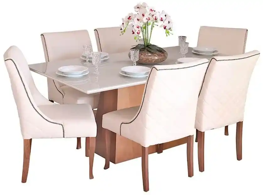 Conjunto Sala de jantar Mesa Bonnie com 6 Cadeiras Judy - Wood