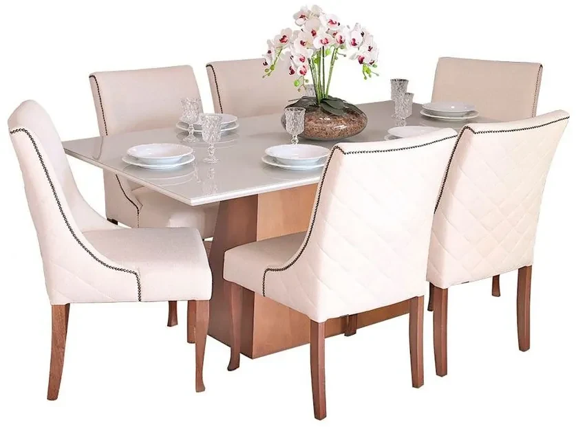 Conjunto Sala de jantar Mesa Bonnie com 6 Cadeiras Judy - Wood Prime 38711