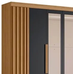 Guarda Roupa Casal 6 Portas Com Espelho 240cm Doble Nature/Titanium -