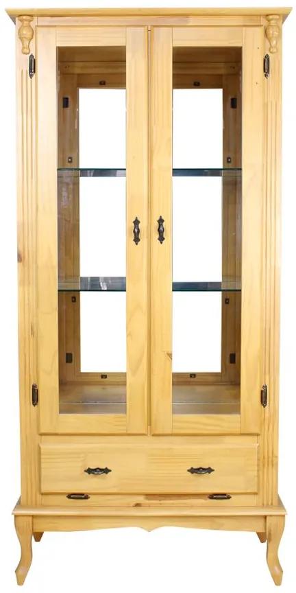 Vitrine 2 Portas com espelho e Prateleiras de vidro Pés Luis XV Garapa - Wood Prime PTE 38665
