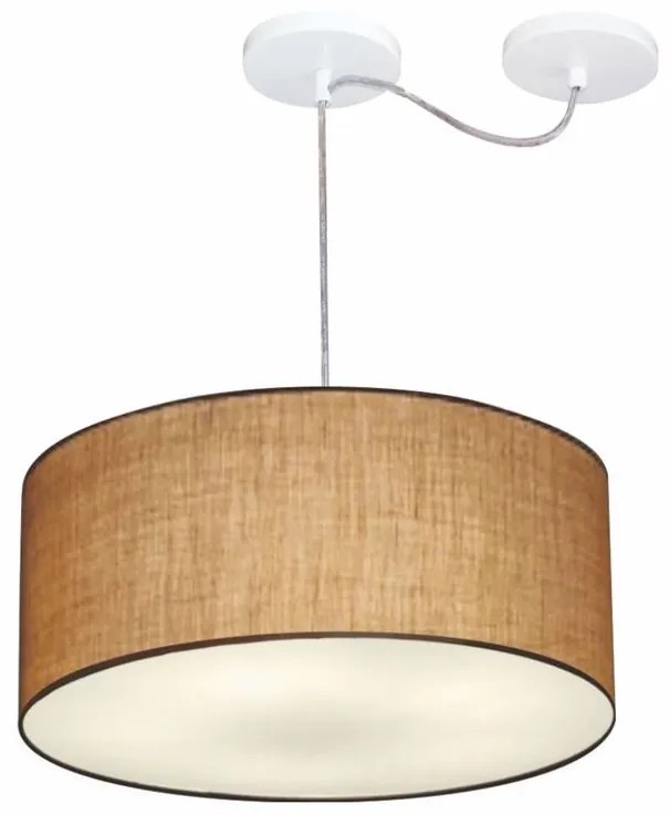 Lustre Pendente Cilíndrico Com Desvio de Centro Vivare Md-4151 Cúpula em Tecido 50x25cm - Bivolt