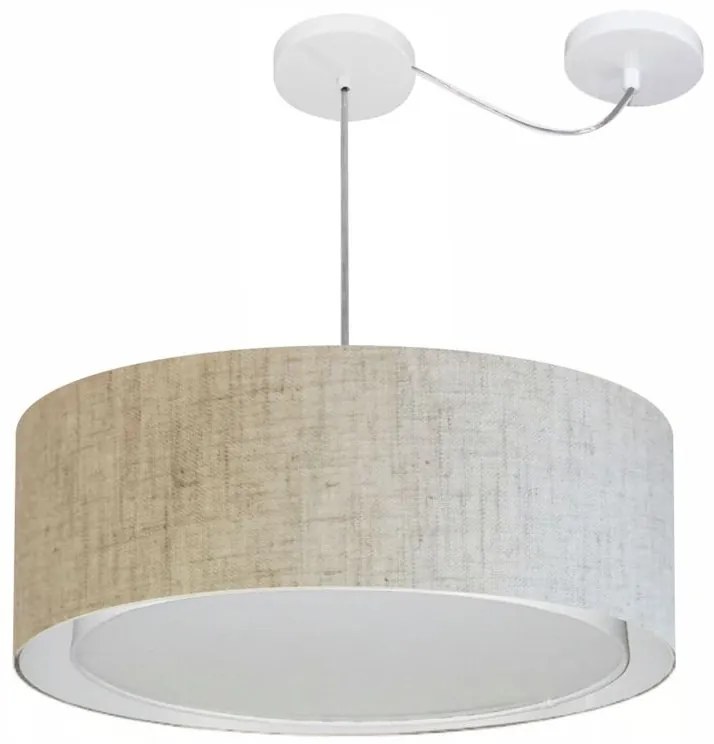 Lustre Pendente Cilíndrico Com Desvio de Centro Vivare Md-4317 Cúpula em Tecido 60x25cm - Bivolt