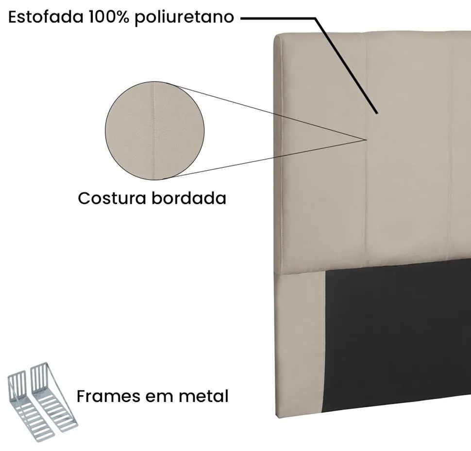 Cabeceira Arizona Para Cama Box Solteiro 90 cm Suede Bege - D'Rossi