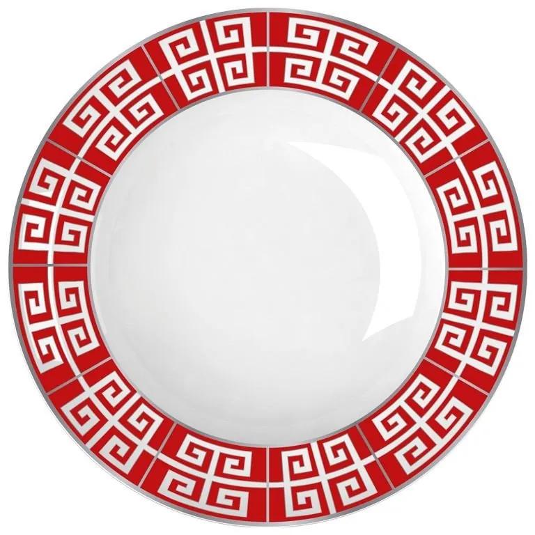Jogo De 6 Pratos Fundos De Porcelana Atenas Vermelho