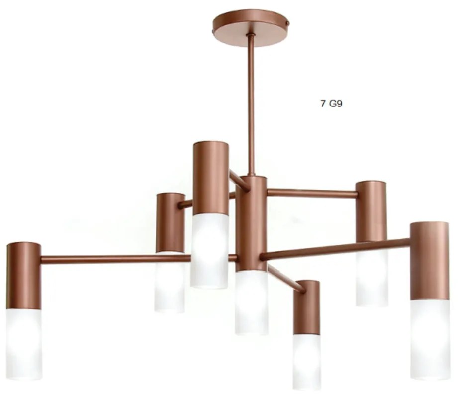 Plafon Fence Haste Fixa Vidro Tubo Ø60X60Cm 7Xg9 - Old Artisan Plf-564... (PRETO / DOURADO BRILHO)