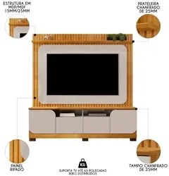 Estante Painel Para TV 65 Pol 182cm Ripado Vanie D04 Bali/Cedro - Mpoz