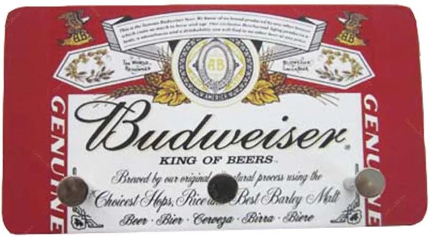 Porta Chaves de Metal Budweiser King Of Beers - 3 Pinos - 15x8 cm