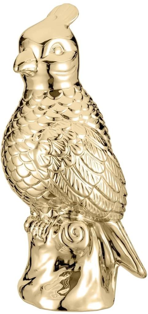 Papagaio Dourado Em Cerâmica