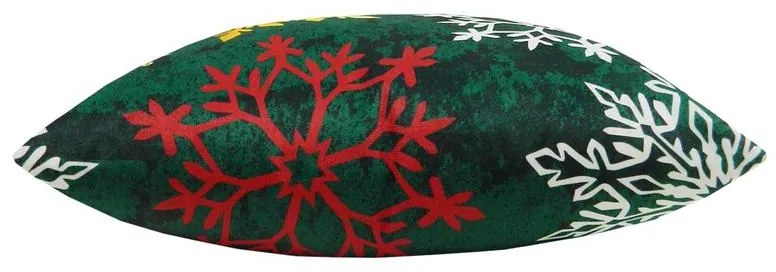 Capa de Almofada Natalina de Suede em Tons Verde 45x45cm - Flocos Verdes - Somente Capa
