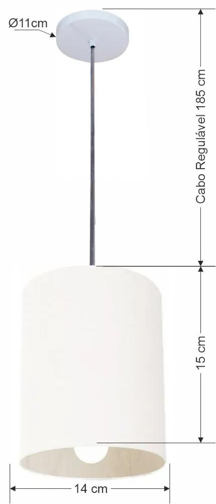 Lustre Pendente Cilíndrico Md-4200 Cúpula em Tecido 14x15cm Branco - Bivolt