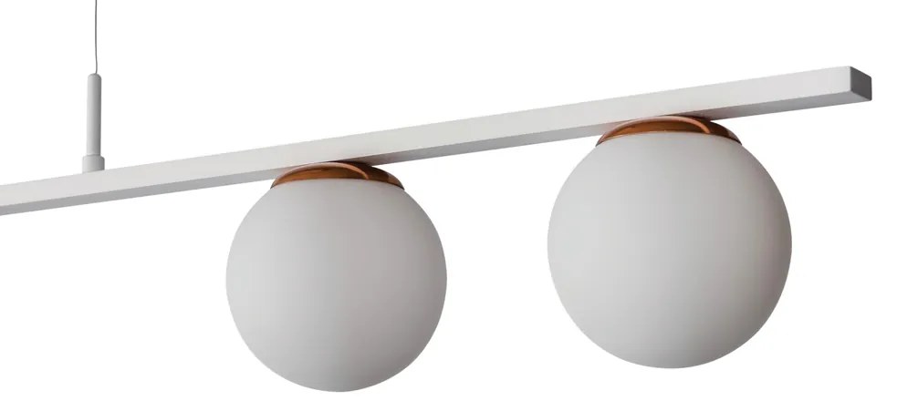 Pendente Dama 120X30Cm 3Xg9 / Cabo Aço Chumbador + Cabo Rayon / Globo... (BT / CB-PV - Branco Texturizado / Cobre Brilho Polido Verniz, AMBAR)