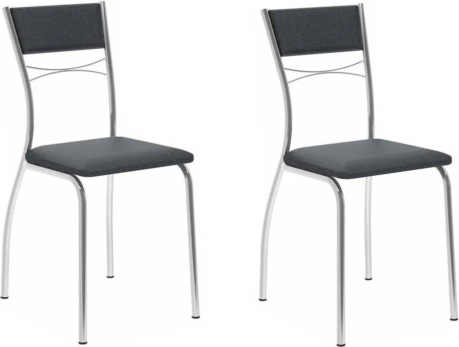 Cadeiras para Cozinha Kit 2 Cadeiras 1701 Jeans/Cromado - Carraro Móveis
