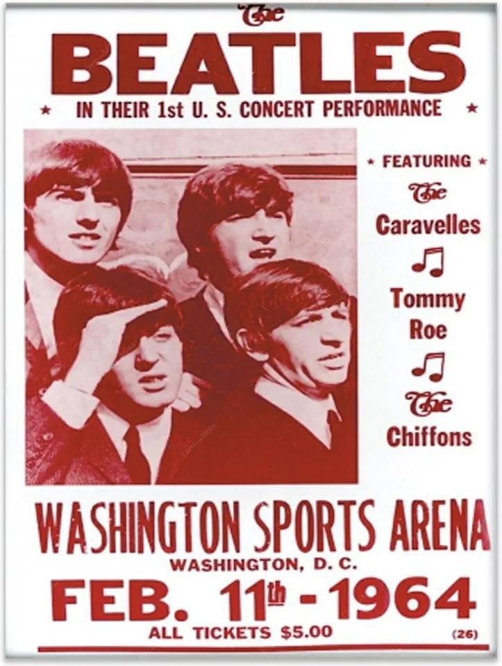 Placa Decorativa Beatles Concert Vermelha Grande em Metal - 40x30 cm