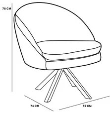 Poltrona Decorativa Base Giromad Madeira Rafa C-305 Veludo Rosê - Domi