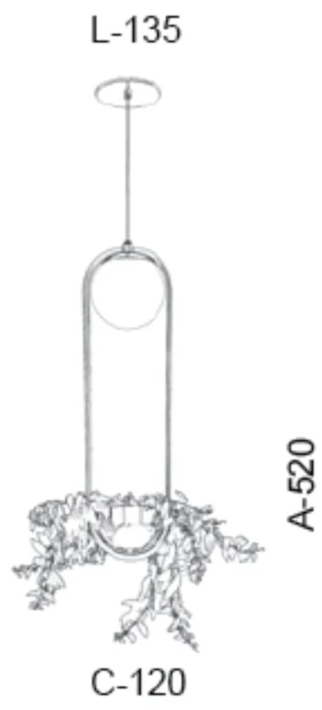 Pendente C/ Globo C/ Cachepô 12X15X52Cm Metal E Vidro 1 X G9 Globo Ø12... (DOURADO BRILHO, FOSCO)