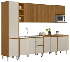 Cozinha Modulada 7 Peças Balcão Para Pia CP1 Pietá L06 Nature/Off Whit